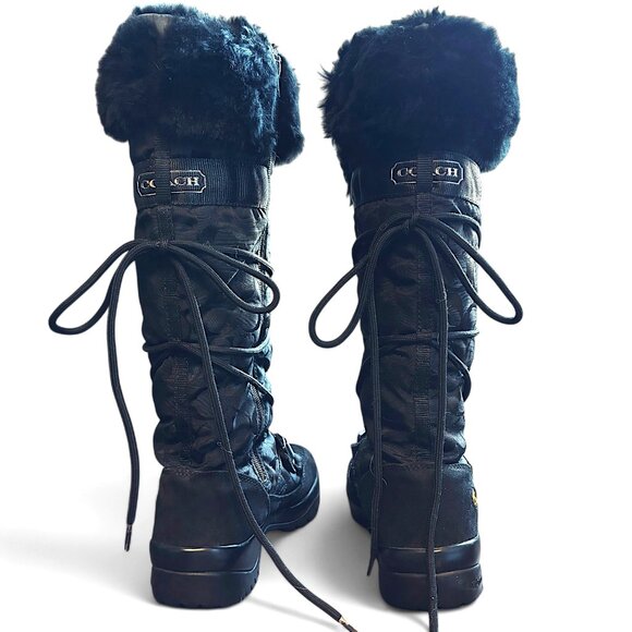 Coach ‘Solaris’ Monogram Fur Trim Snow Boot - Picture 3 of 11
